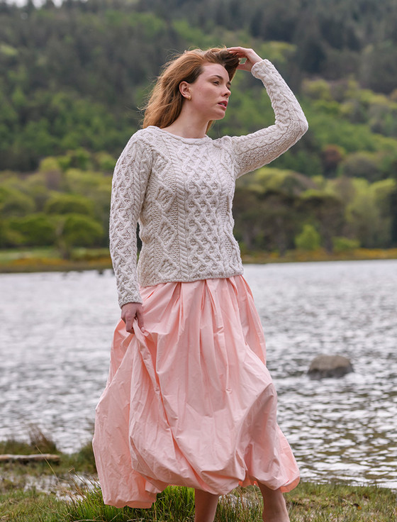 Lambay Aran Sweater for Women - White