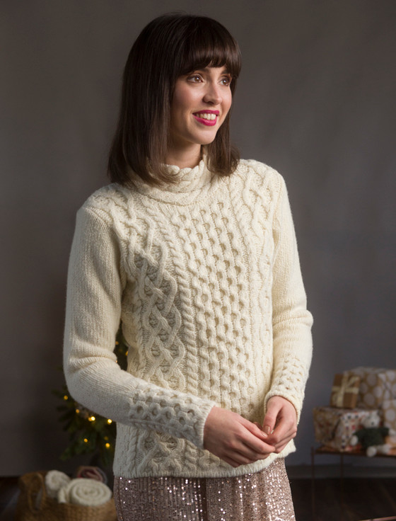 patterned mock turtleneck