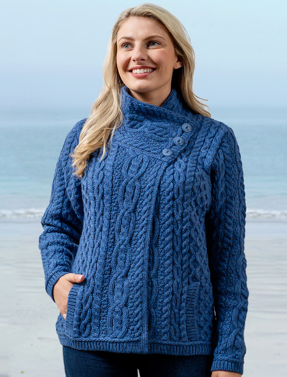 Aran Cable Crossover Neck Sweater [Free Express Shipping Offer]