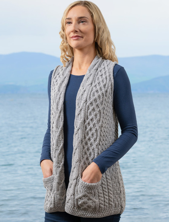 Cable Aran Waistcoat | Natural White | Aran Sweater Market