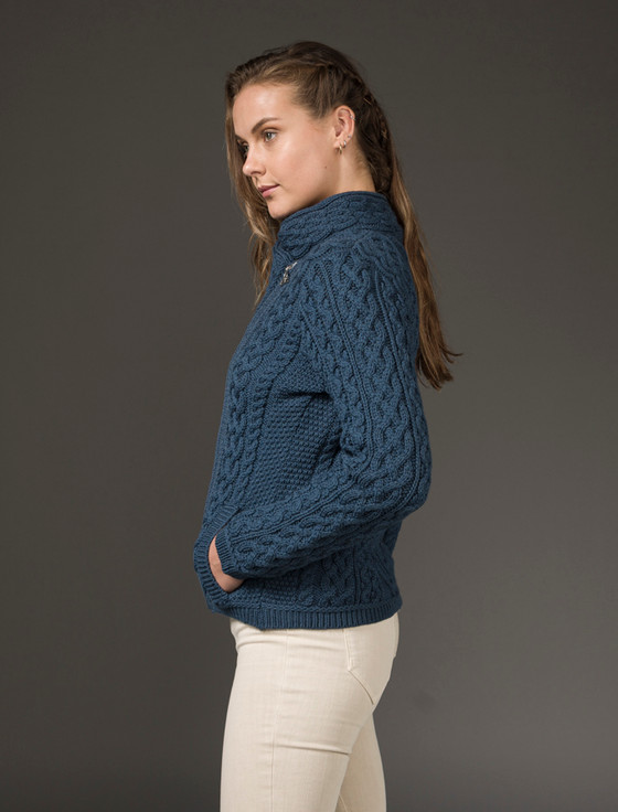 Cable Knit Jacket with Celtic Knot Side Zip [Free Express Shipping Offer]