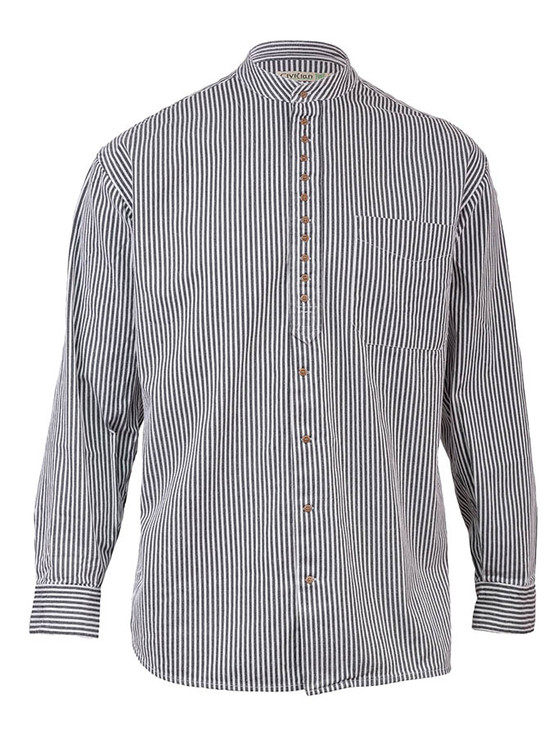 Grandfather Shirt - Blue Stripe