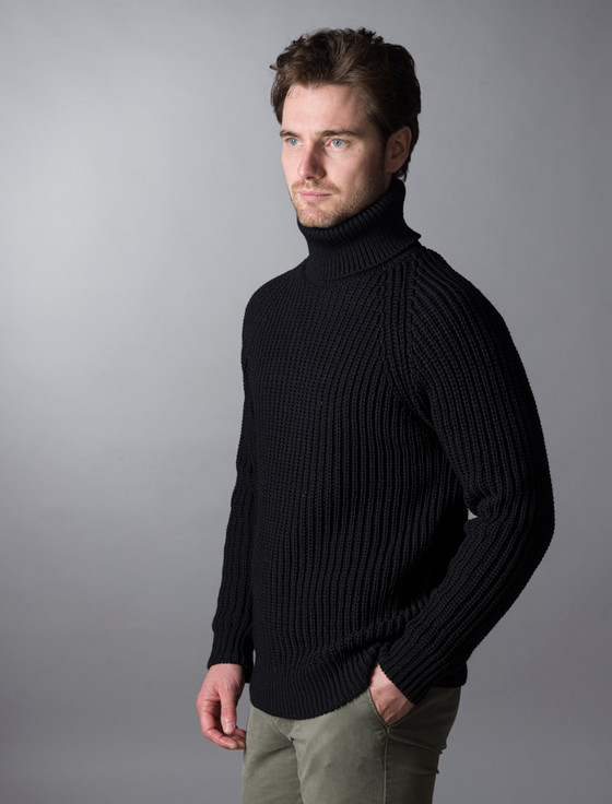 Fisherman's Merino Ribbed Turtleneck Sweater | Aran Sweater Market