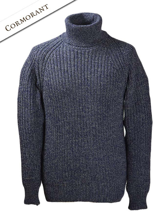 Fisherman's Merino Ribbed Turtleneck Sweater, Irish