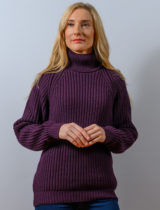 Women's Merino Ribbed Turtleneck Sweater | Aran Sweater Market