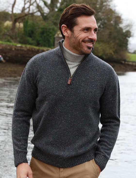 Donegal Blend Zip Neck Sweater | Aran Sweater Market