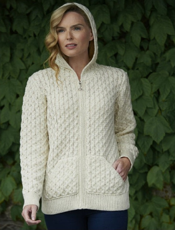 Merino Honeycomb Hoodie - Natural White