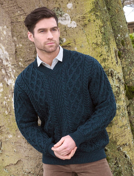 Merino V-Neck Aran Sweater | Aran Sweater Market