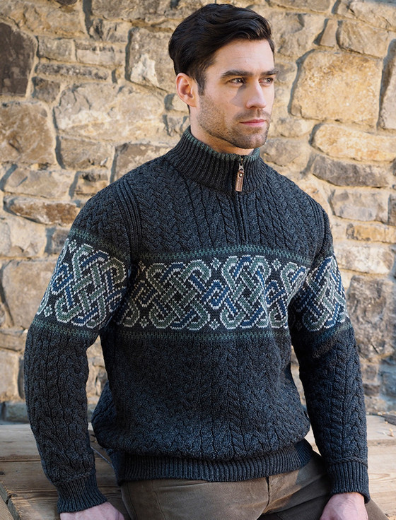 UNISEX CELTIC JACQUARD CREW NECK SWEATER: C5349 - Aran Crafts