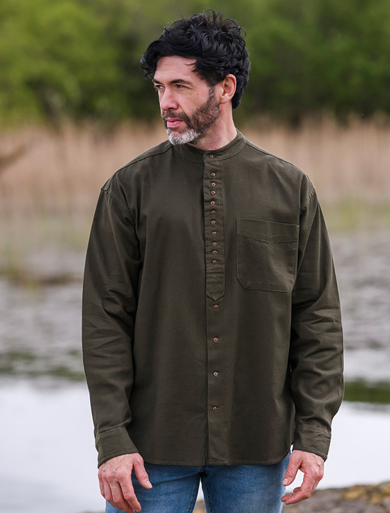 Grandfather Shirt - Army Green