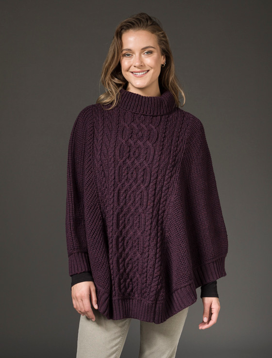 Super Soft Poncho Rib Neck | Aran Sweater Market