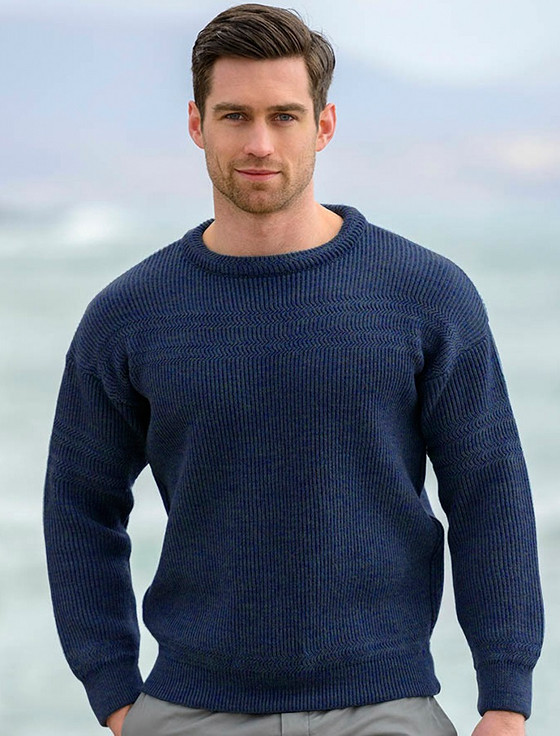 Worsted Wool Mens Hillwalker Sweater | Aran Sweater Market