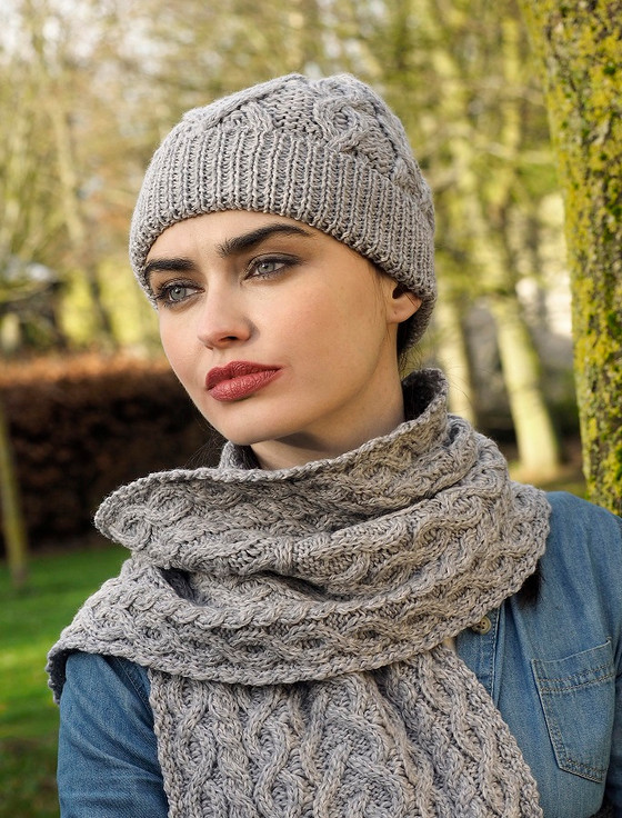 Aran Crafts Supersoft Heart Design Hat Womens OS Natural Merino Wool Beanie NWT Super Soft Heart Design Aran Hat main image 4