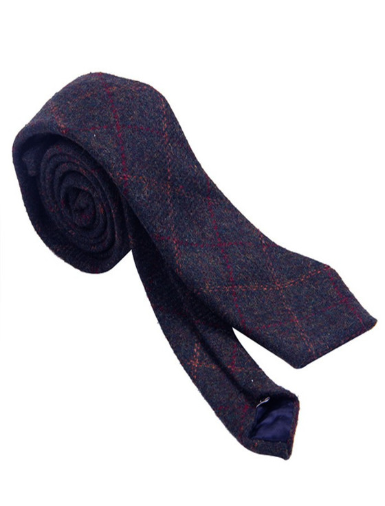 Tweed Neck Tie- Blue Box Check