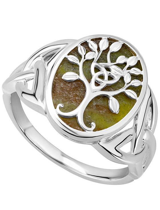 Connemara Marble Ring - Sterling Silver - Marcasite