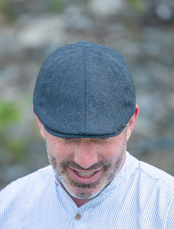 Tweed Duck Bill Panel Cap – Blue Herringbone