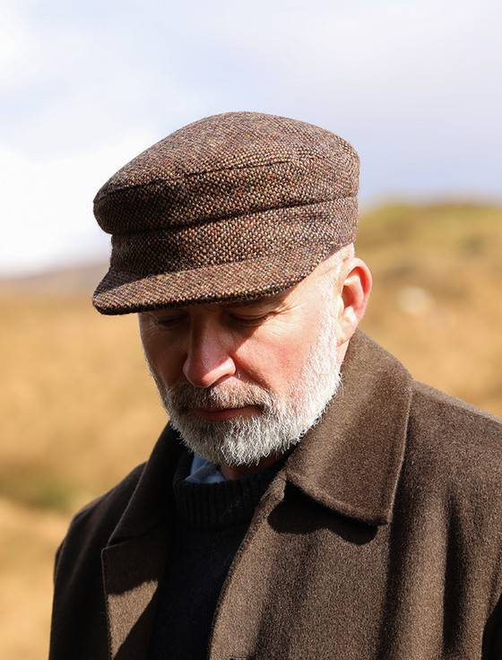 Tweed Skipper Cap- Brown Fleck Salt & Pepper