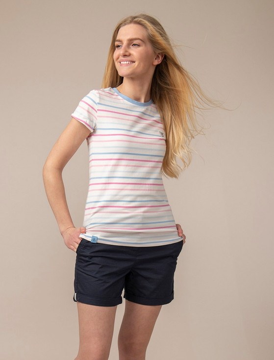 Causeway Short Sleeved T-Shirt - Pink & Blue Stripe