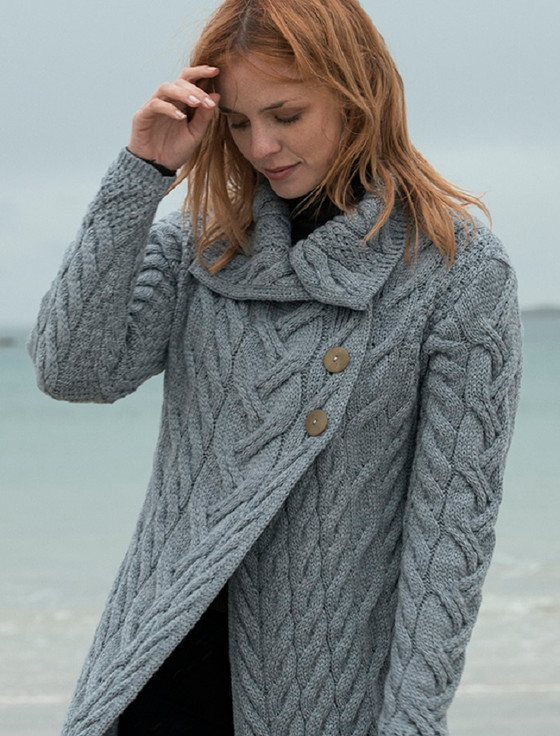 Long cable knit cardigan womens Clearance