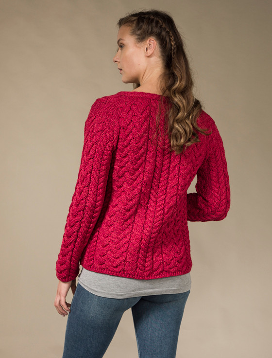 Super Soft V-Neck Button Up Cable Knit Cardigan | Aran Sweater Market