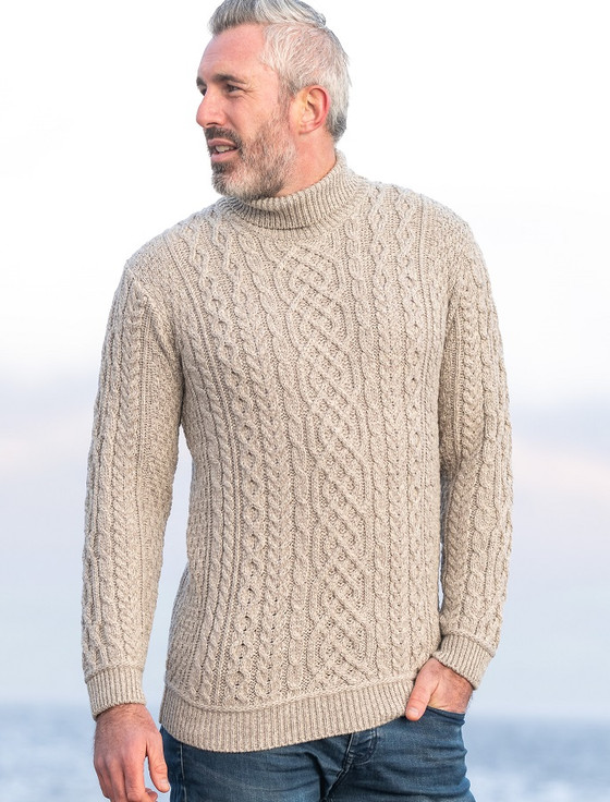 Super Soft Mens Wool Turtleneck Sweater | Aran Sweater Market
