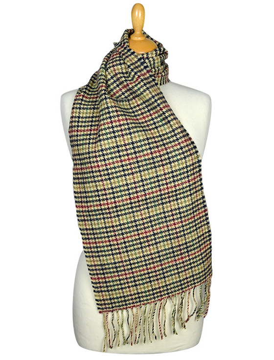 Lambswool Scarf - Multi Color Houndstooth | Foxford Woolen Mills