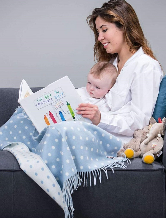 Lambswool Baby Throw - Blue Spot