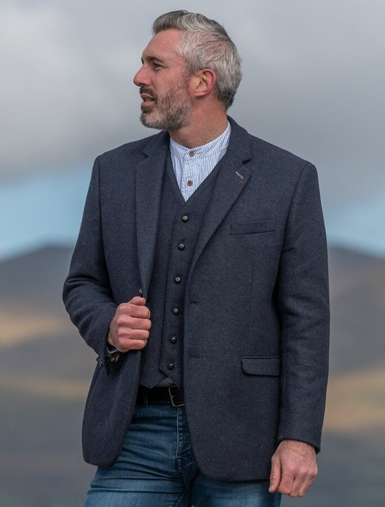 Ryan Navy Classic Fit Irish Tweed Jacket | | Aran Sweater Market