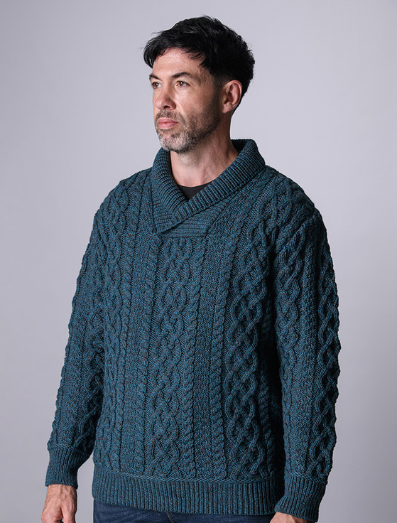Men's Shawl Collar Aran Sweater Aran Sweater Market