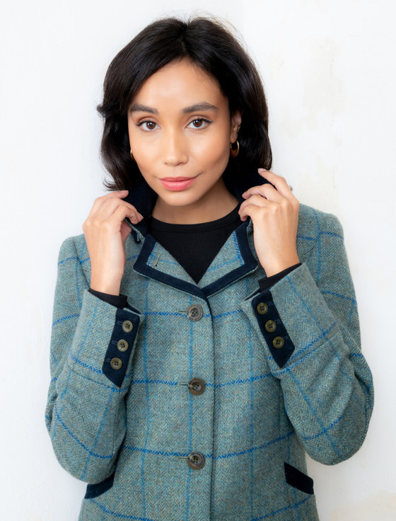 【ALUDE SELECT】blue check tweed jacket ALUDE SELECT】blue check tweed jacket ALUDE SELECT】blue