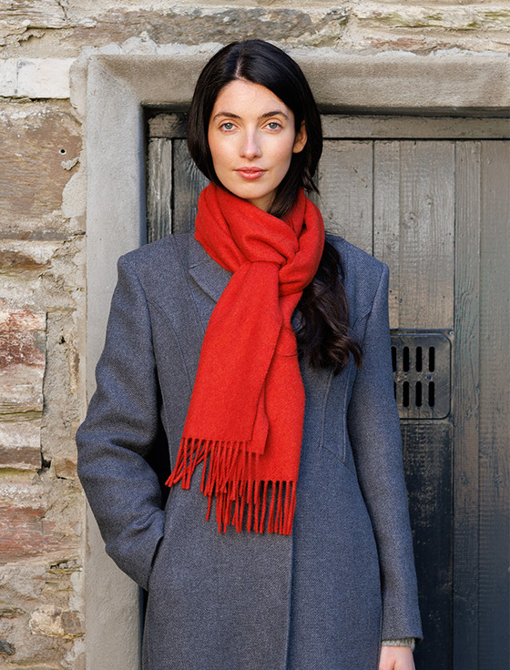 Luxury Merino Wool Scarf - Red