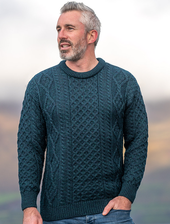 Dark Moss Green, Mens Lambswool Zip Neck Sweater