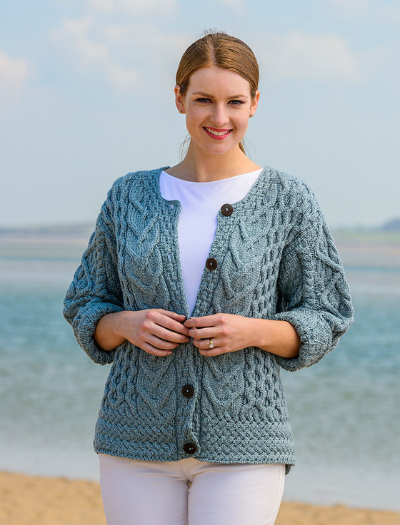 Glendowan Aran Ladies Sweater Cable Stitch