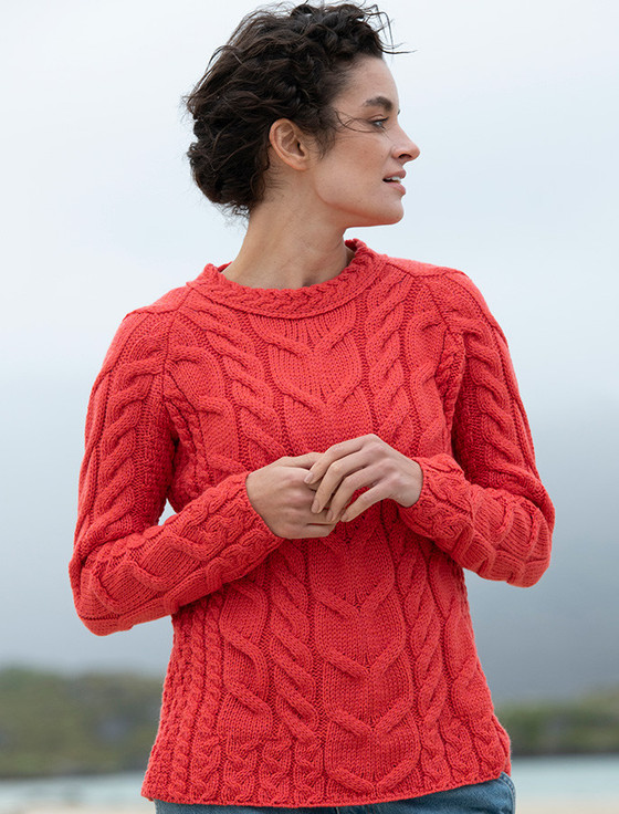 Cable Knit Aran - Coral