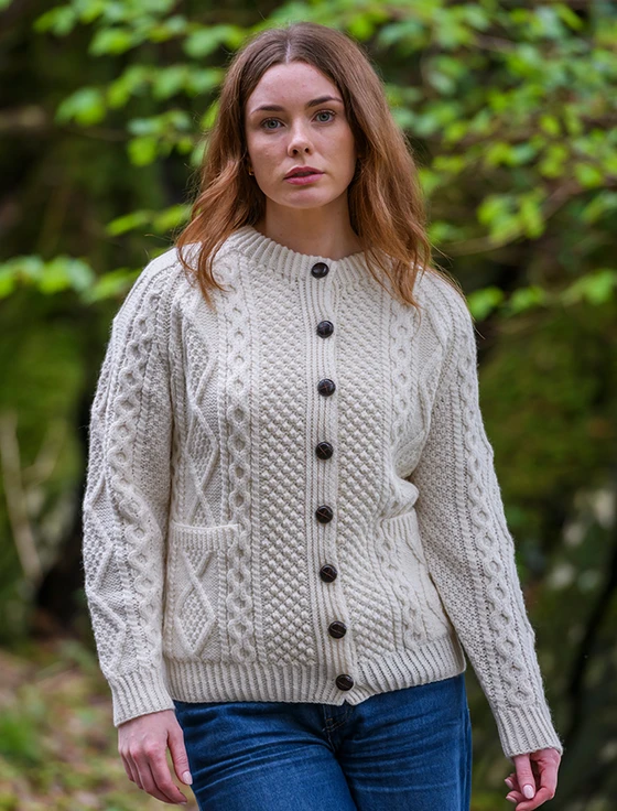 Premium Handknit Merino Lumber Jacket - White