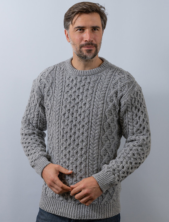 Wool Cashmere Aran Trellis Sweater
