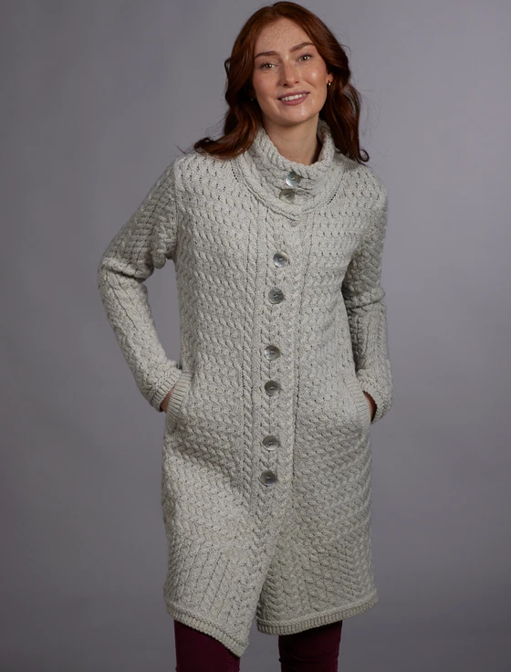 Trellis Aran Coat - Silver Marl
