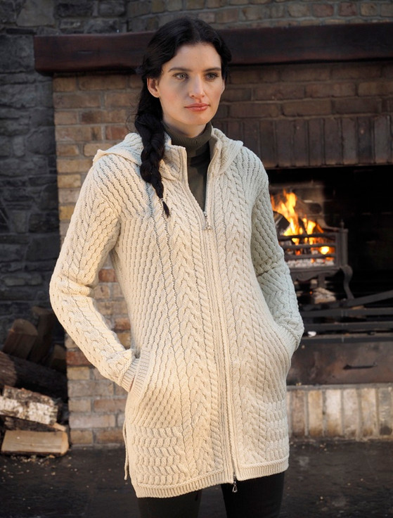 Merino Hooded Aran Coat