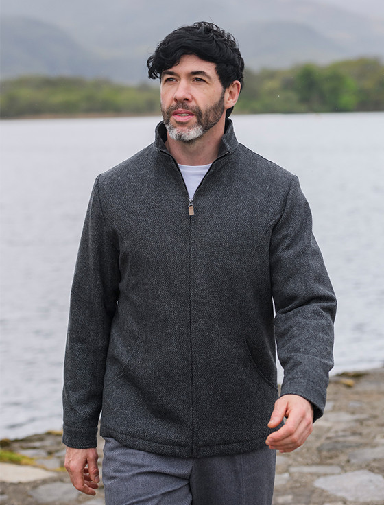 Donegal Wool Tweed Walking Jacket - Charcoal