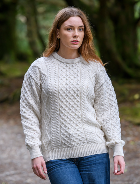Cable Knit Crew Neck Aran Wool Sweater | Free Shipping Offer Cable Knit Crew Neck Aran Wool Sweater | Free Shipping Offer