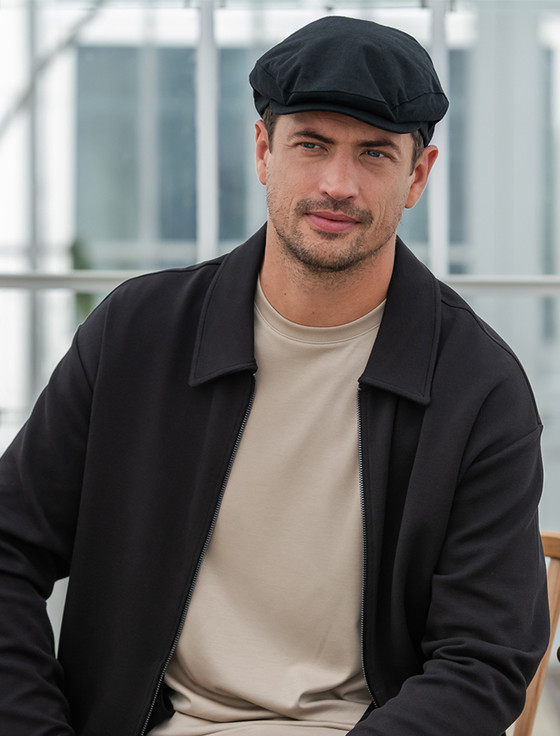 Irish Linen Flat Cap - Black 