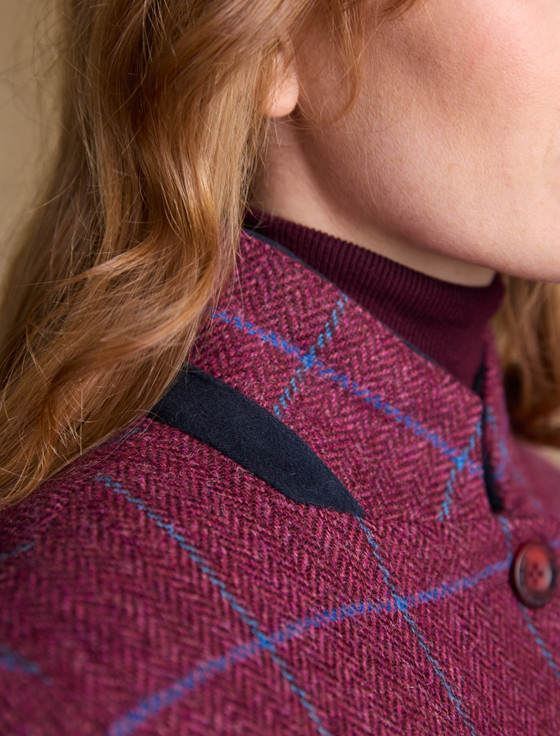 Pamela Tweed Coat - Rose Herringbone Check