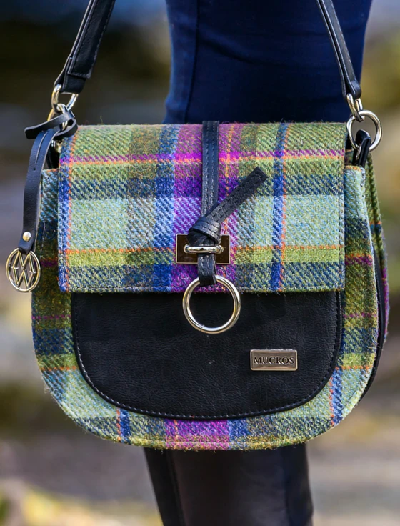 Grace Tweed Bag - Green & Purple