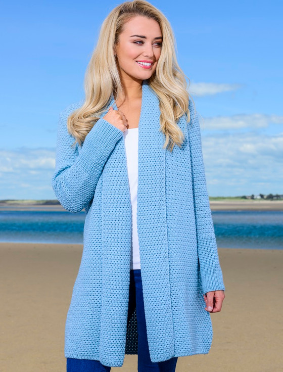 Textured Merino Cardigan - Morning Sky