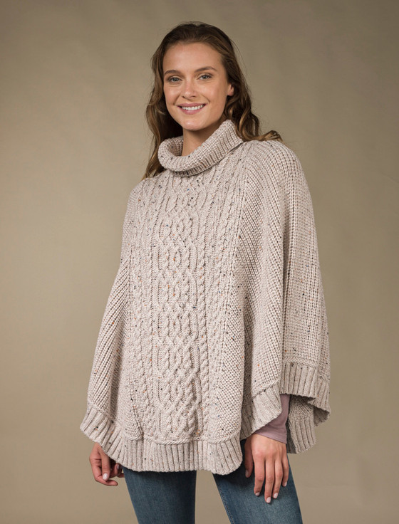 100% Pure Merino Chunky Ribbed Poncho