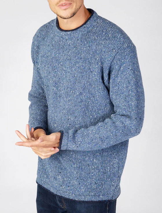 Wool Cashmere Crew Neck Sweater - Blue Ocean