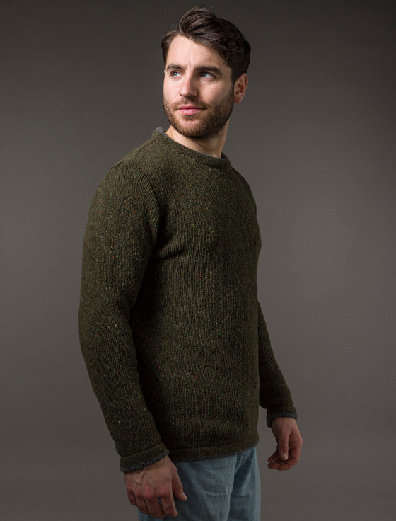 Wool Cashmere Crew Neck Sweater - Loden