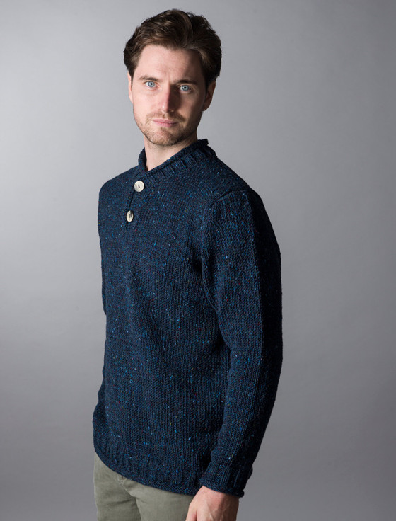 DONEGAL(ドネガル) 50s 刺繍 2ポケット ニットシャツ メンズ Men's Donegal Tweed 2 Button Sweater | Aran Sweater Market