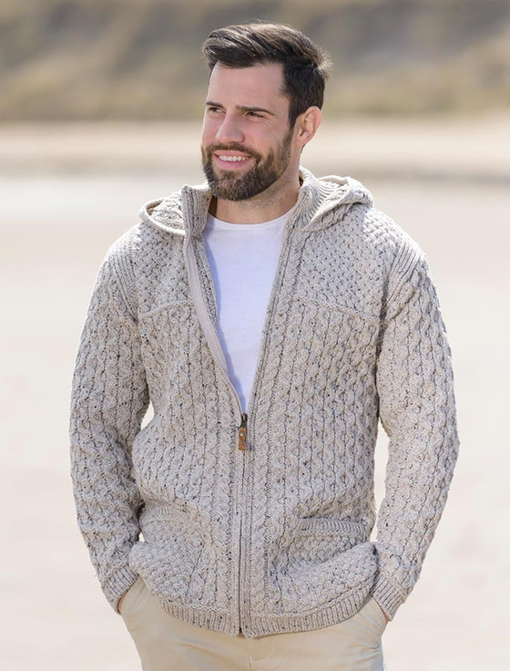 Hooded Merino Aran Jacket | Aran Sweater Market