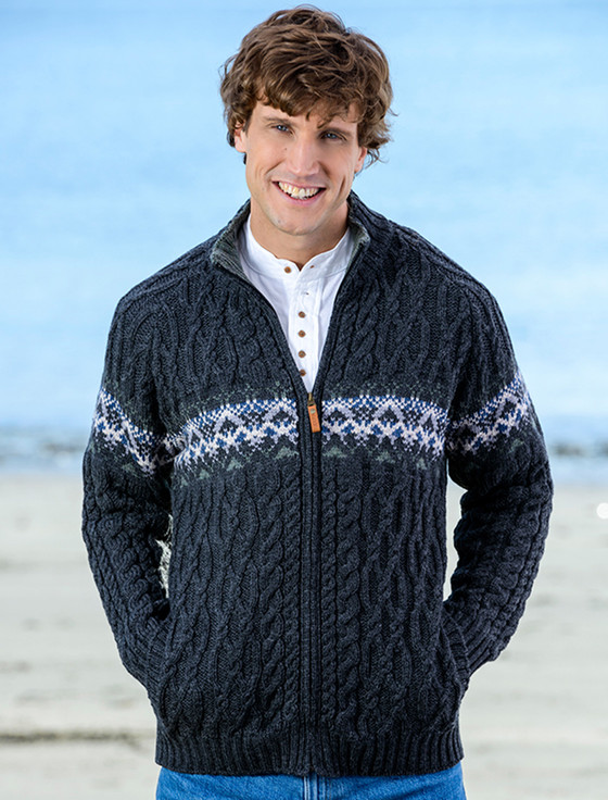 Mens Fisherman Full zip Cardigan